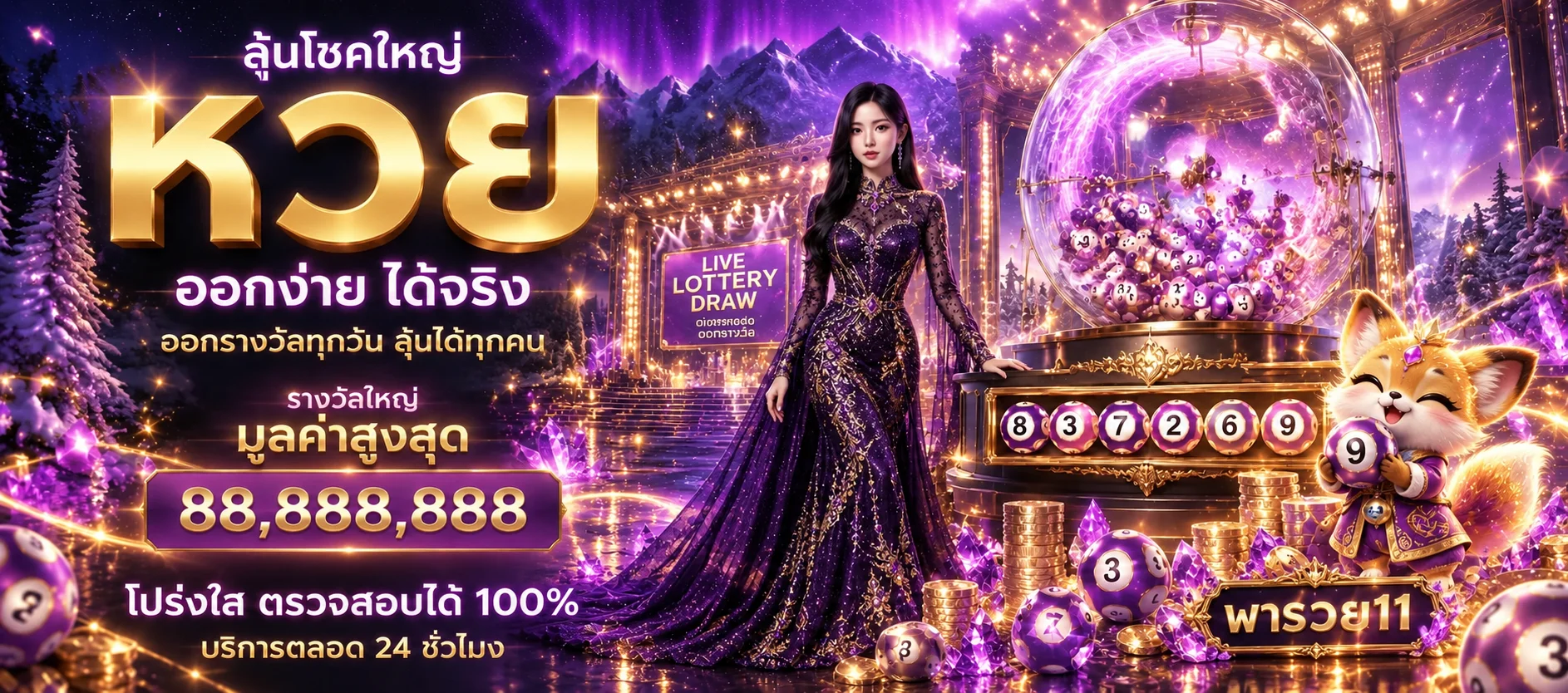 แบนเนอร์พารวย11 หวย เครื่องออกรางวัลและตัวเลข